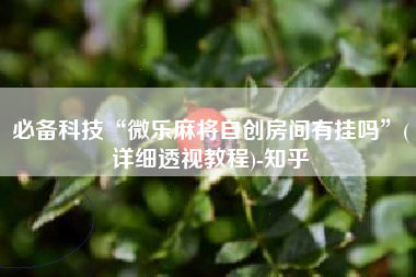 必备科技“微乐麻将自创房间有挂吗”(详细透视教程)-知乎