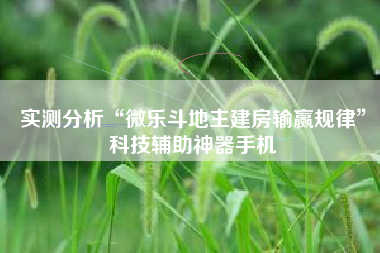 实测分析“微乐斗地主建房输赢规律”科技辅助神器手机