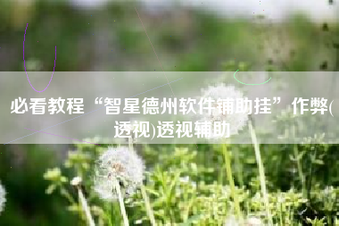 必看教程“智星德州软件铺助挂”作弊(透视)透视辅助