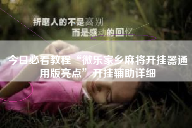 今日必看教程“微乐家乡麻将开挂器通用版亮点	”开挂辅助详细