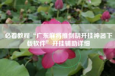 必看教程“广东麻将推倒胡开挂神器下载软件”开挂辅助详细