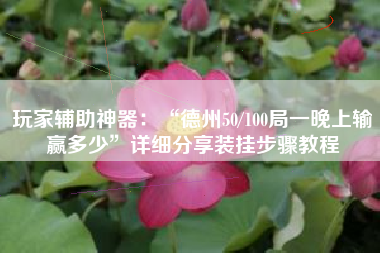 玩家辅助神器：“德州50/100局一晚上输赢多少”详细分享装挂步骤教程