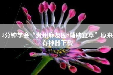 3分钟学会“贵州麻友圈2辅助安卓”原来有神器下载