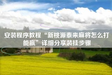 安装程序教程“新桃源泰来麻将怎么打能赢”详细分享装挂步骤