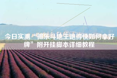 今日实测“微乐斗地主跑得快如何拿好牌	”附开挂脚本详细教程