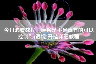 今日必看教程“麻将是不是真有的可以控制”(透视)开挂详细教程