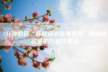 3分钟教程“麻将神器随身携带	”揭秘透视辅助万能挂用法