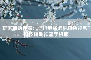 玩家辅助神器：“打麻将必胜口诀视频”科技辅助神器手机版