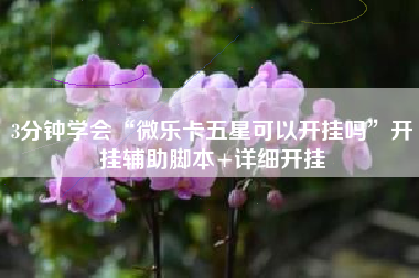 3分钟学会“微乐卡五星可以开挂吗”开挂辅助脚本+详细开挂