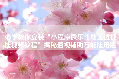 必学教你安装“小程序微乐斗地主透视挂视频教程”揭秘透视辅助万能挂用法