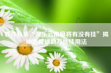软件分享“微乐云南麻将有没有挂”揭秘透视辅助万能挂用法