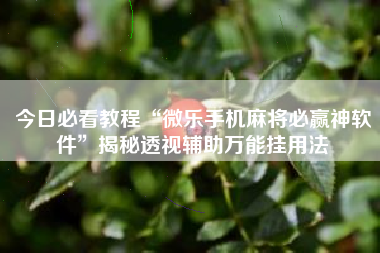 今日必看教程“微乐手机麻将必赢神软件	”揭秘透视辅助万能挂用法