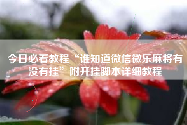今日必看教程“谁知道微信微乐麻将有没有挂	”附开挂脚本详细教程